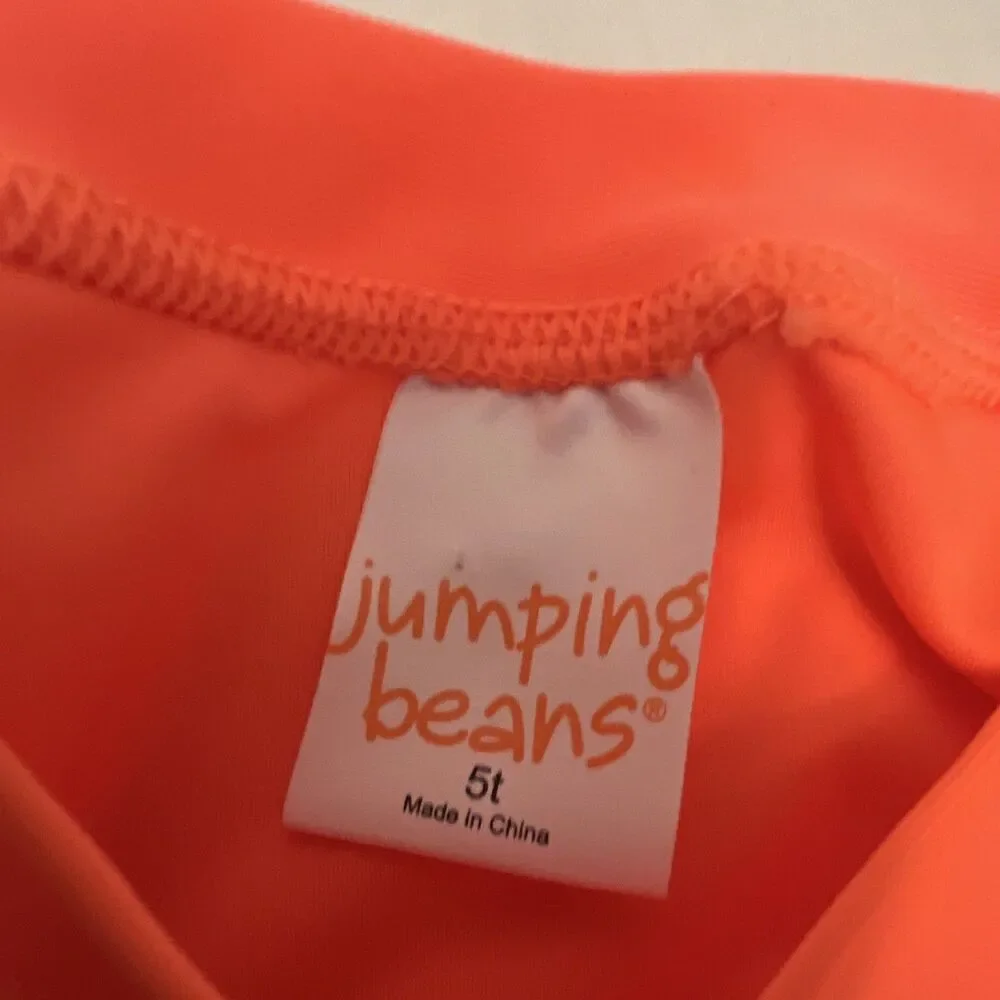 Jumping Beans Boys 5T 2-Piece Swim Set Orange Dino Swim Shirt & Camo Trunks